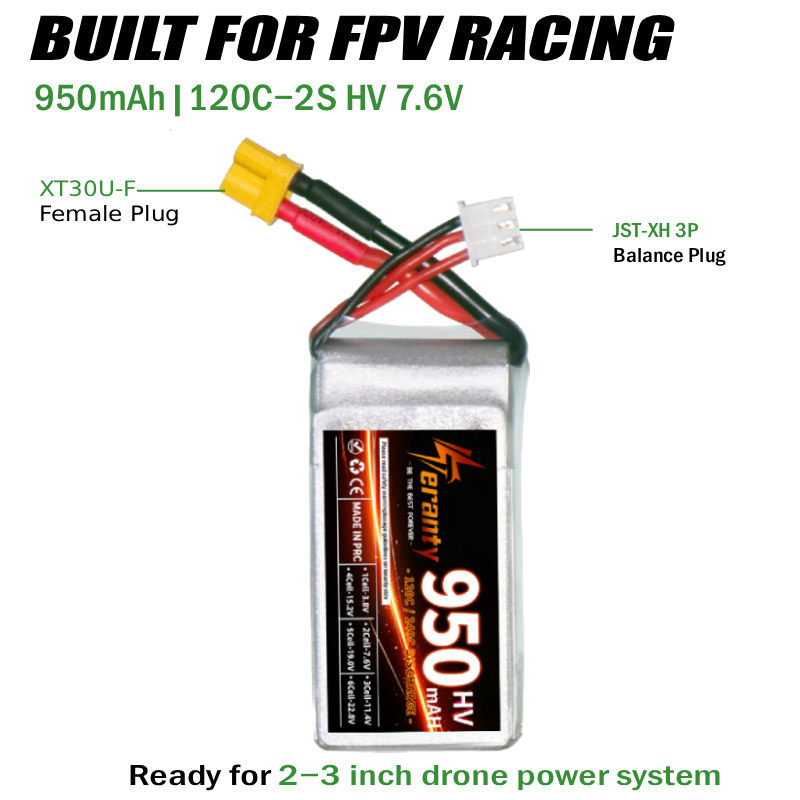 Teranty 2S HV 7.6V 950mAh 120C - Drone Racing Charger recensie en prijs